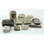 Mixed silver. A group of eleven various silver hallmarked vesta cases, trinkets, etc., silver weight