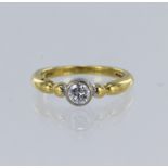 18ct yellow gold solitaire ring set with a round brilliant cut diamond weighing approx. 0.25ct in