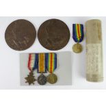 1915 Star Trio + Death Plaque / Memorial Scroll, letter to family, etc to 92572 Dvr William