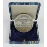 German Nazi cased Luftwaffe medal, silvered copper. "Fliegerhorst Reichenberg" and engraved to