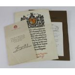 WW1 Casualty Scroll (trimmed), medal form and Buckingham Palace plaque letter for G/6556 Frank