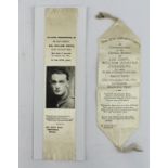 WW1 silk bookmark style Memorials - 405359 Pte William Sneyd 1/9th Liverpool Regt DOW 1/8/1917.