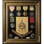 Original framed medal selection - Crimea Medal 1854 with bars Inkermann / Sebastopol engraved (Pte