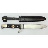 German Hitler Youth knife, plain blade, with scabbard.