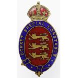 Police WW1 Dorset (Constabulary) Special Constable brass & enamel badge, has a horseshoe fitting.