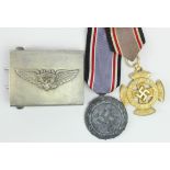 German Luftshutz Air Raids medals inc Bravery and belt buckle.