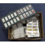 Crate containing quantity of sets & part sets in pages (all mainly VG) together with numerous