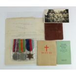 WW2 group of medals with soldiers service & pay book, photos, various documents etc.