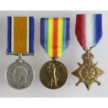 1915 Star Trio to 14365 Pte F O Langdown E.York R. Served 7th Bn. (3)