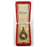 Thailand an Order of the White Elephant Commander neck badge with ribbon in fitted case of issue.