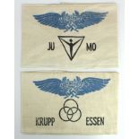 German armbands for Juno and Krupp Air Raid precautions.