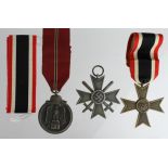 German Nazi Russian Front Medal. Merit Cross with Swords 2nd class maker marked '3'. Merit Cross