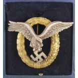 German Luftwaffe Combined Pilot & Observer badge CEJ maker marked in fitted case.