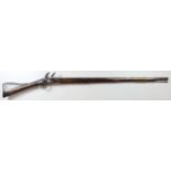 Flintlock Musket, round barrel 39", bore .850 / approx 8 bore, unmarked. In the "Windus Pattern" (