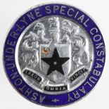 Police WW2 Ashton - under - Lyne (Borough) Special Constabulary chromed brass & enamel badge,