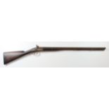 Double barrel percussion Shotgun, c1830, barrels 30", with ramrod. Action a/f, dolphin hammers,
