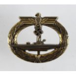 German Nazi U-boat pin badge marked Schwerin Berlin 68.