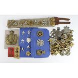 Military Cap Badges, (mainly British) plus some Helmet Plates. Wide variety of pieces, needs careful