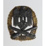 German Nazi '75' General Assault Badge, maker marked 'JFS'.