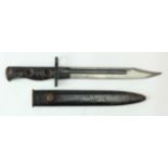 British Model L1A3 all steel Bayonet, good bowie blade 8". In its steel scabbard with a little light