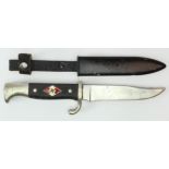 German Hitler Youth knife, unusual under usual size, with Bowie type blade.