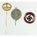 German Nazi party badges U boat stick pins.