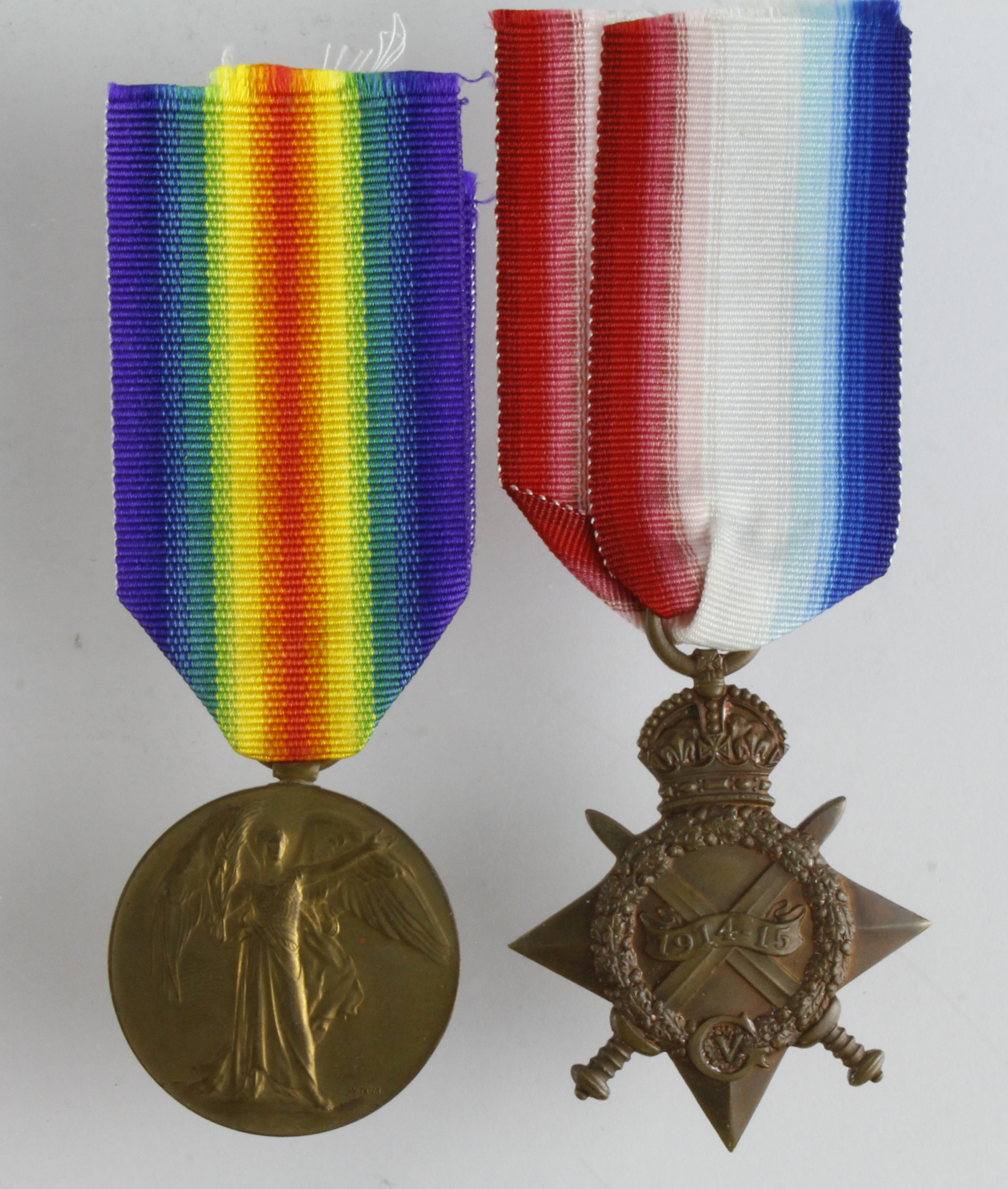 1915 Star & Victory Medal to 23454 Pte W Lowe Liverpool Regt. Served with 14th and 18th Bn's. (2)