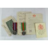 WW2 Q.A.I.M.N.S.R medals document etc., to sister K E Cawthorn.