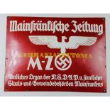 German MZ large metal enamelled wall plaque