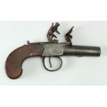 18th century flint lock box lock pocket pistol by Evans of Cambridge.