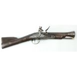 Flintlock Blunderbuss made from a Brown Bess Musket. Barrel 9" approx, with English proof marks.