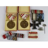 Imperial German selection including Iron Cross 2nd Class with non combatants ribbon, mounted with