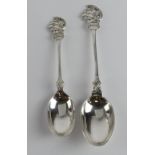 Artists Rifles (28th Bn. London Regt.) silver spoons (2) - different sizes. Smaller spoon is