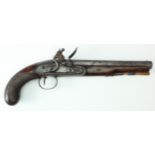 English flintlock belt pistol by "Loock of London" Circa 1820-30, sliding safety, octagonal barrel