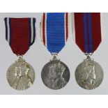 Jubilee Medal 1935, Coronation Medals 1937 and 1953, all unnamed as issued. (3)