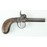 Belgian boxlock percussion pocket pistol, octagonal barrel 3", approx 80 Bore. Belgian EIG proof