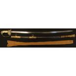 German straight Naval Sword with scabbard, ivorine grip, plus sword bag, circa 1880. Sword and