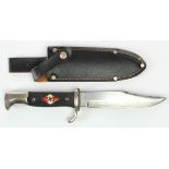 German Hitler Youth knife, unusual Bowie type blade.