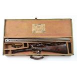 Fine cased double barrelled pinfire sporting Shotgun, barrels approx 30", 10 Bore (at the breech),