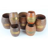 Royal Naval small barrels made from the teak of HMS Victory ,HMS Iron duke ,HMS Ganges, Mauritania