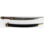 Brass mounted Caucasian Kindjal, Cossack dagger. Slightly curved blade 17" with two central fullers.