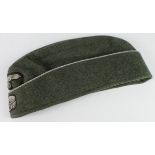 German Nazi Waffen SS Officers field grey forage cap with insignia, maker marked and dated inside