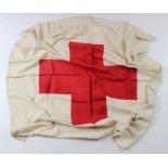 WW2 Red Cross 1st aid dressing station flag 3x3 feet unmarked.