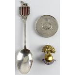 Militaria lot comprising Queen's Own Cameron Highlanders unmarked 1930 silver medal (weighs 29gms)