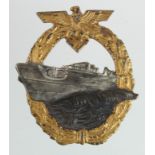 German Kriegsmarine Qualification badge E Boat 2nd pattern, maker marked.