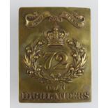 Pouch plate Duke of Albanys 72nd Own Highlanders.