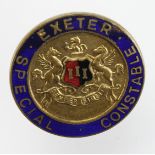 Police WW1 Exeter (City Police) Special Constable brass & enamel badge with horseshoe fitting. Maker