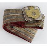 Royal Yugoslavian 1920's officer's belt and buckle - buckle has a two-piece construction, nickel-