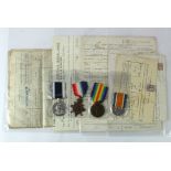 1914 Star BWM and Victory medal with GRV Naval Long Service medal to PO15568 RM Brigade comes with