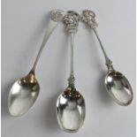 Artists Rifles (28th Bn. London Regt.) silver spoons (3) - all different and different sizes.